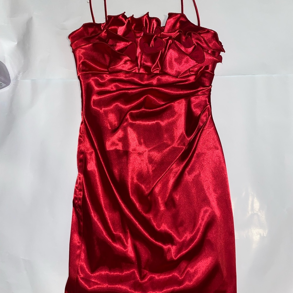 Size 2 Red Onyx Red Floral Ruffle Mini dress